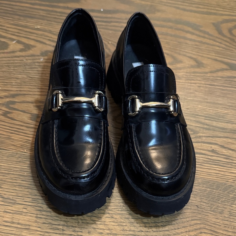 Steve Madden Black Mules with Gold Detail